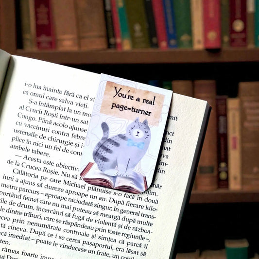 Bookmark magnetic handmade cu mesaj you’re a real page turner, cadou original pentru bărbați iubitori de cărți