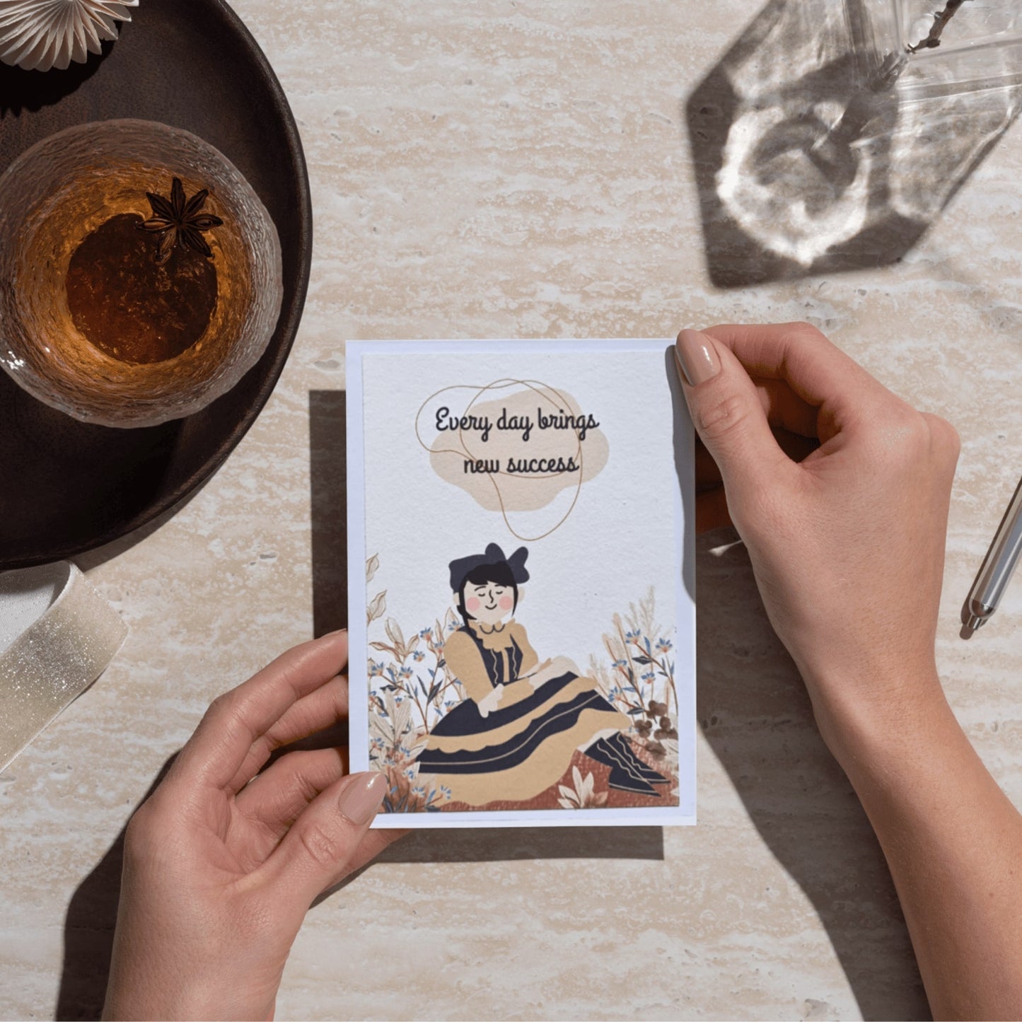 felicitare handmade cu ilustratie si mesaj motivational perfecta pentru orice ocazie