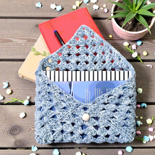 Husă Croșetată Alb-Bleu