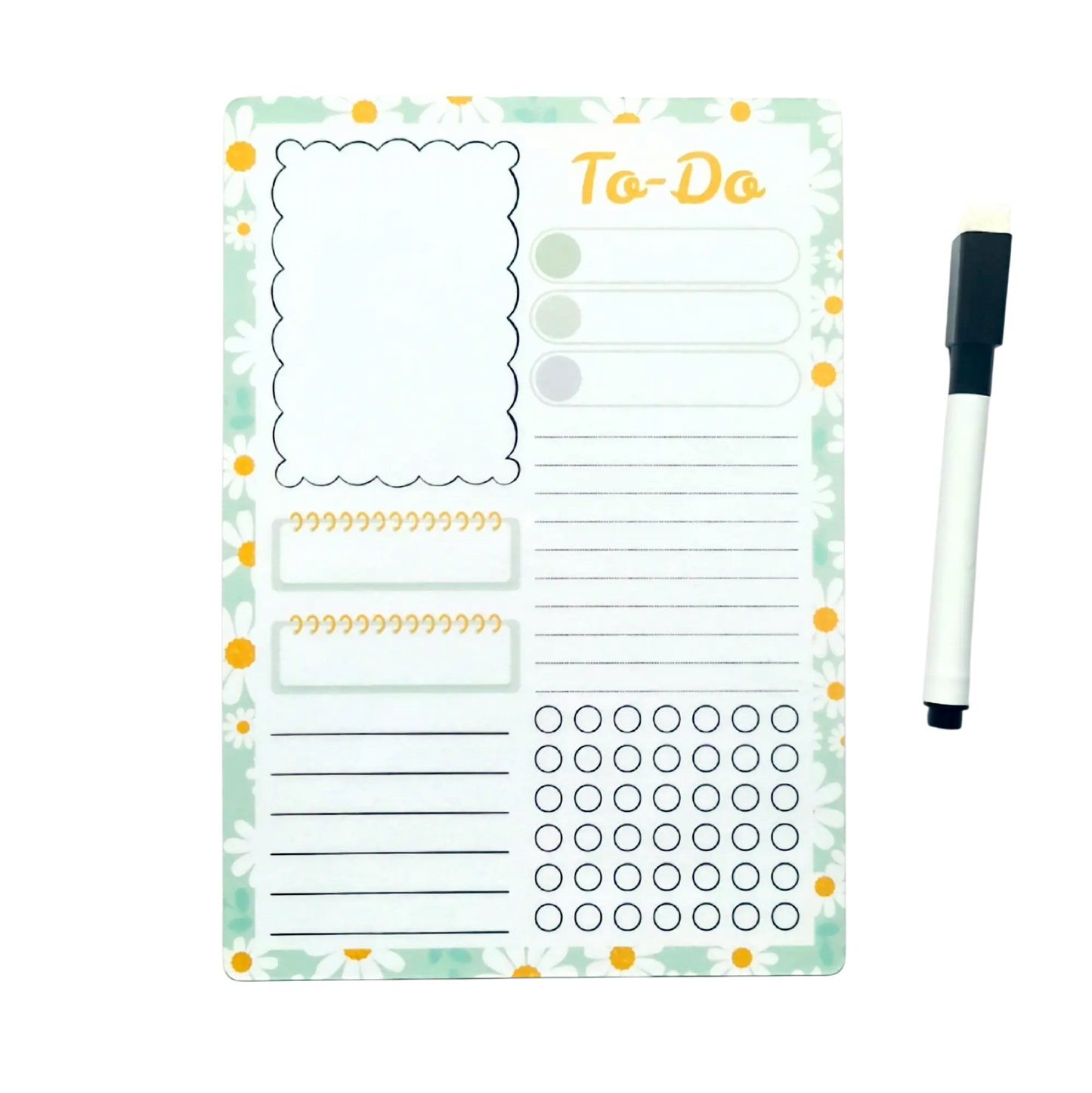 Planner magnetic A5 cu design original handmade și margrete, pentru task-uri și liste