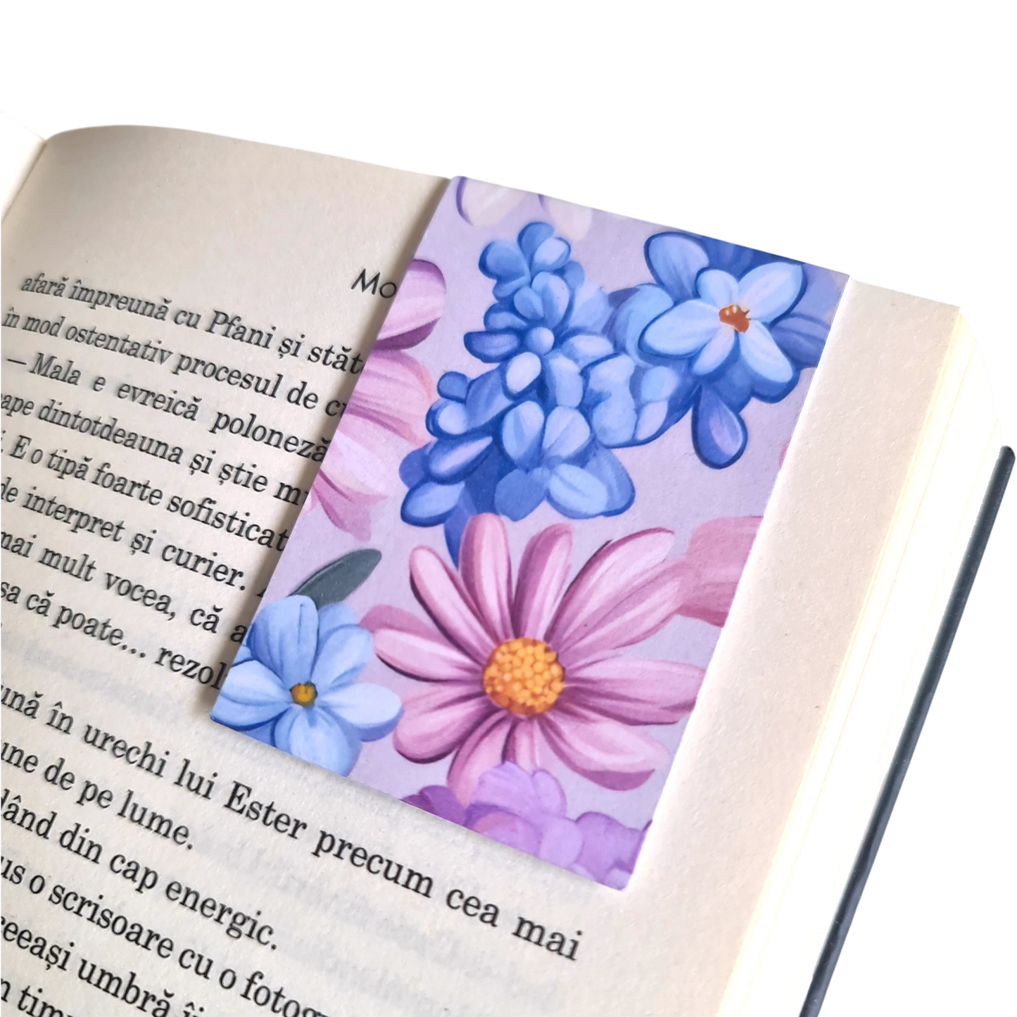 Semn de carte handmade cu model zambile, elegant și magnetic, perfect pentru mama, sora, sau prietena