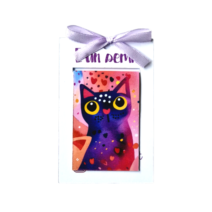 Semn de carte magnetica pisica mov cadou cititori