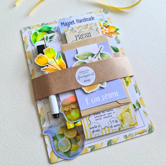 set cadou handmade de papetarie cu tematica lamai perfect pentru cadou de vara pentru sora, mama si cea mai buna prietena
