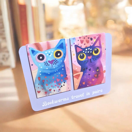 Set semne de carte magnetice handmade cu pisici, cadou creativ pentru iubitoarele de lectură