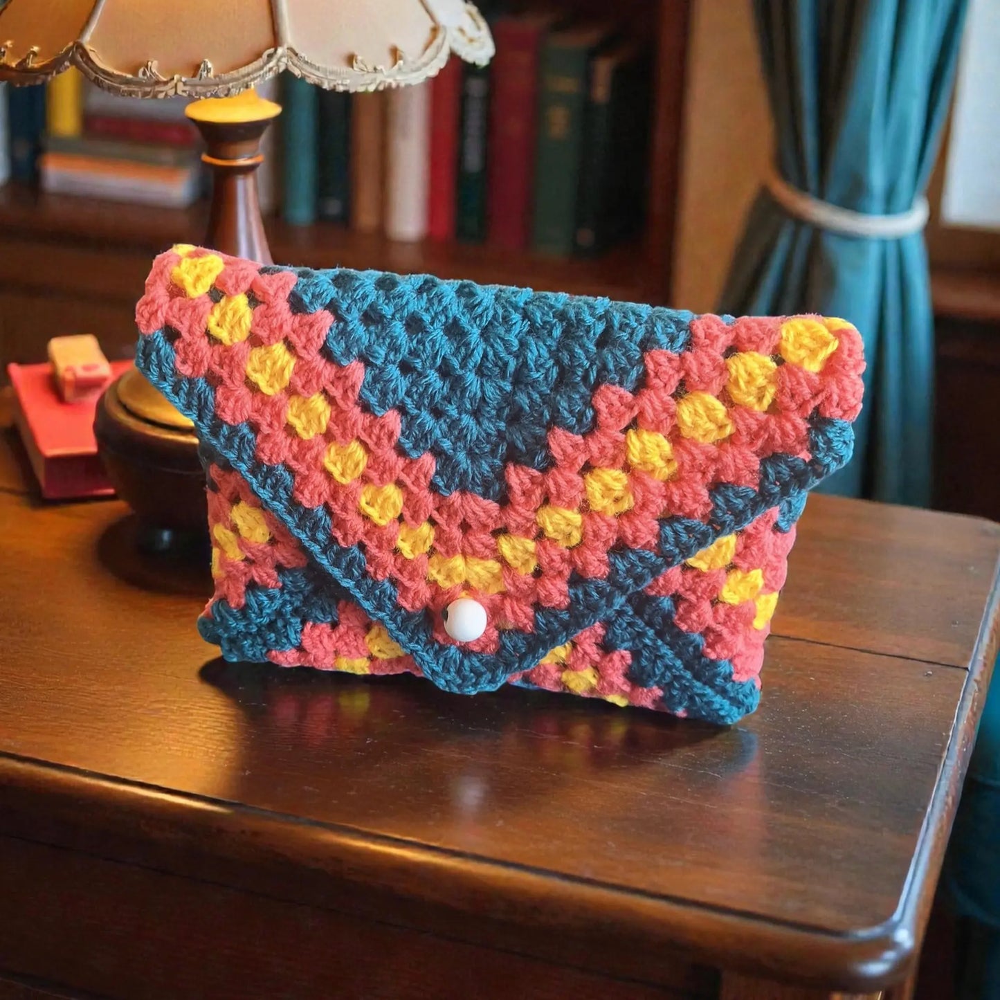 Accesoriu handmade turcoaz-portocaliu-galben, protecție delicată pentru carte și agendă