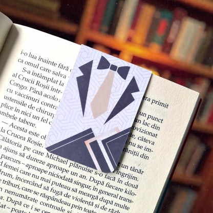 Bookmark magnetic handmade cu design masculin elegant, stil clasic și fixare sigură, accesoriu de lectură pentru bărbați