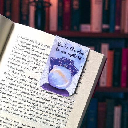 Semn de carte magnetic cu ilustrație misterioasă și mesaj romantic, accesoriu de citit handmade