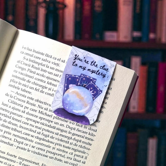 Semn de carte magnetic cu ilustrație misterioasă și mesaj romantic, accesoriu de citit handmade