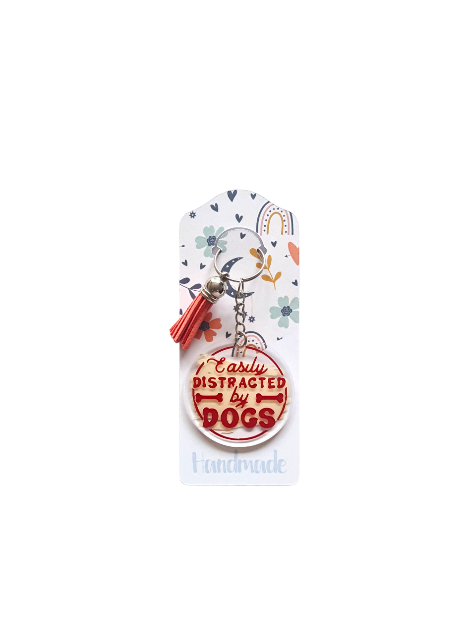 Breloc acrilic "Easily Distracted by Dogs"