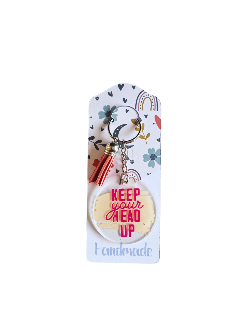 Breloc acrilic "Keep Your Head Up"