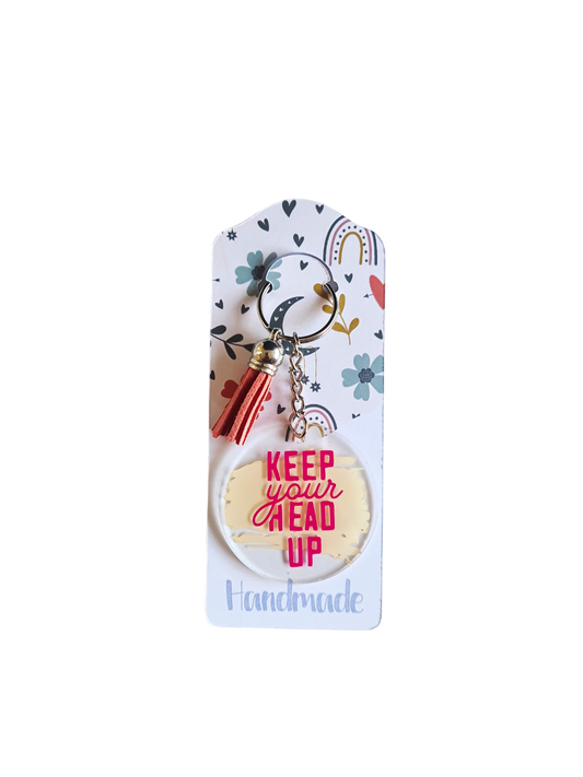Breloc acrilic "Keep Your Head Up"