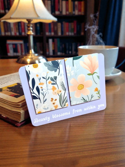 Cadou pentru femei – set semne de carte magnetice florale handmade, perfect pentru iubitoare de cărți