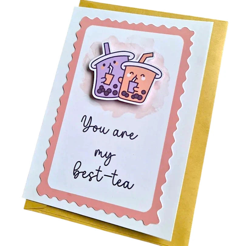 Felicitare cadou „You are my best-tea” cu element 3D bubble tea