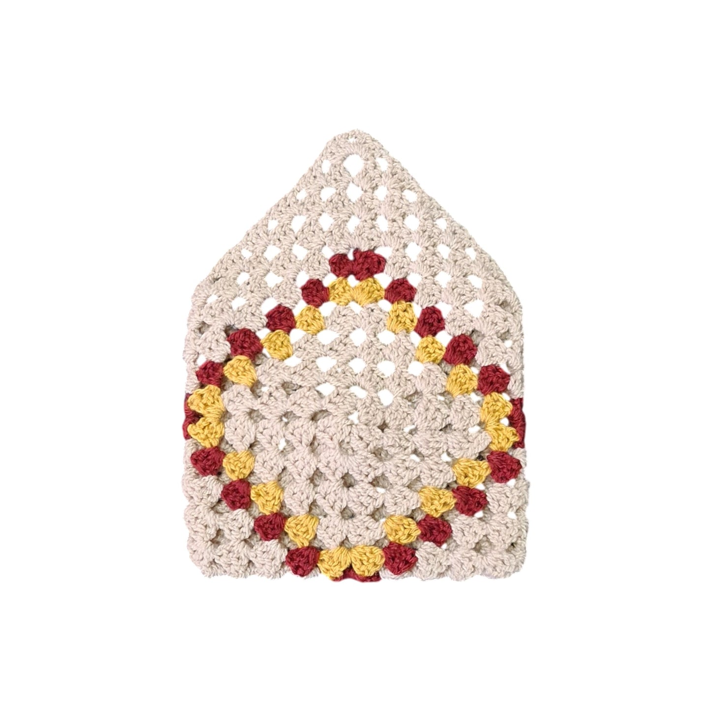 Accesoriu handmade unic, husă croșetată cu design colorat, ideală pentru protecția cărților și agendelor.