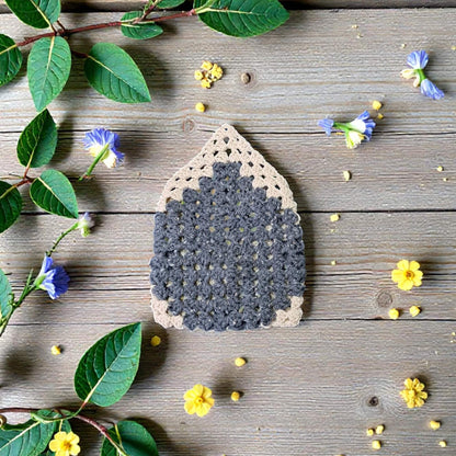 husă handmade gri-crem pentru carte, agendă sau tabletă mică