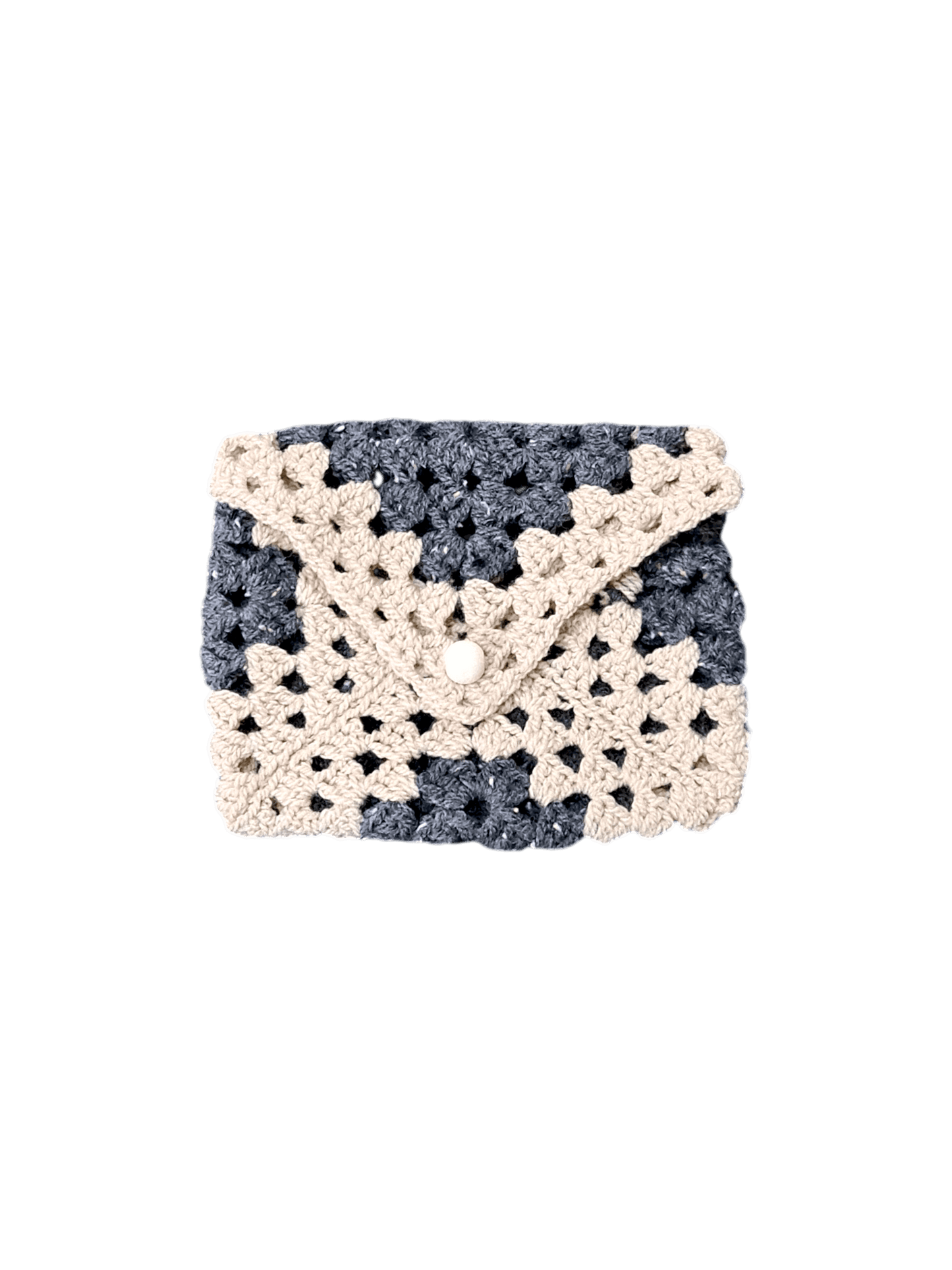 Husă unicat croșetată manual, gri și crem, potrivită pentru carte sau agendă A5.