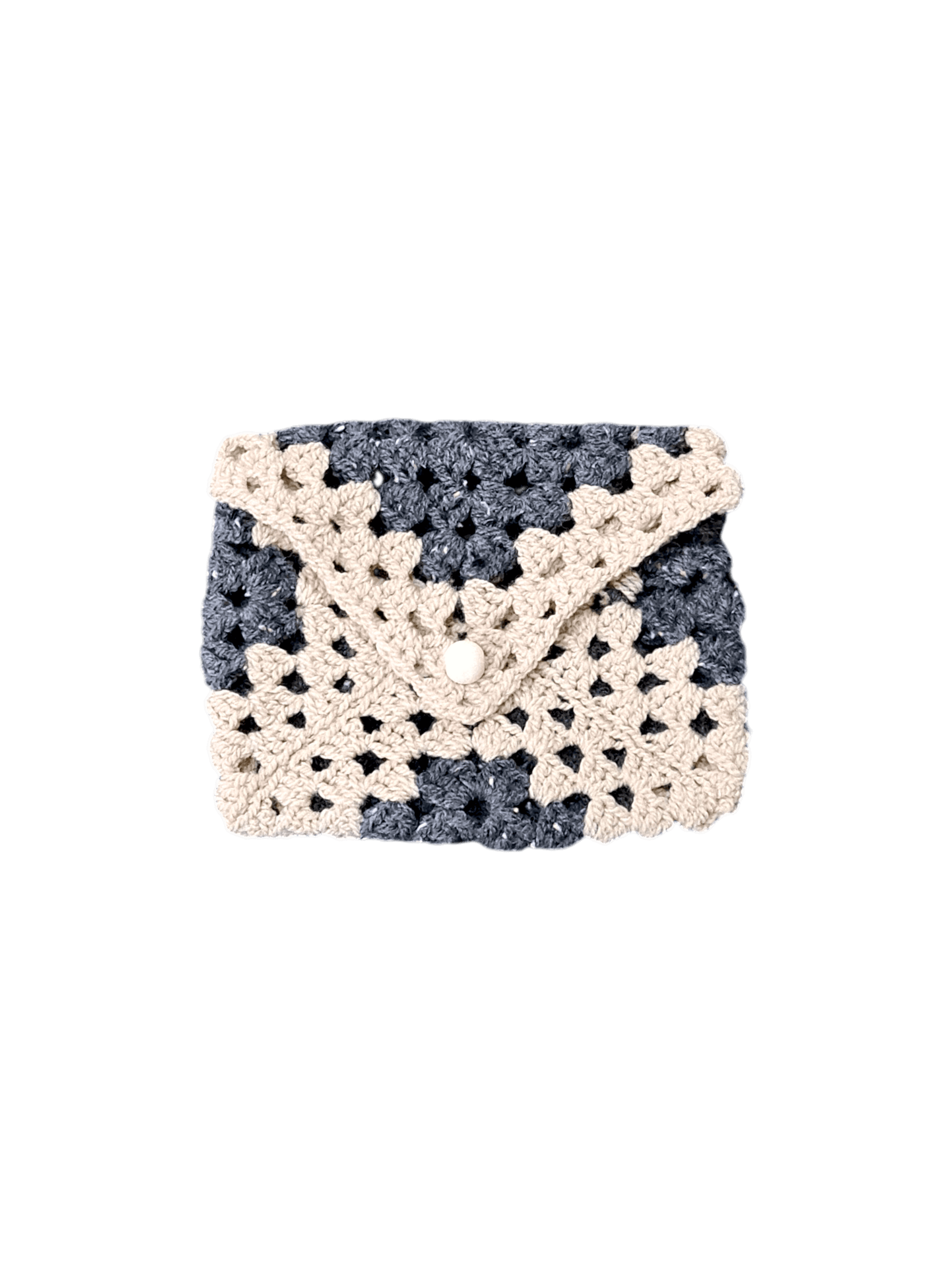 Husă unicat croșetată manual, gri și crem, potrivită pentru carte sau agendă A5.