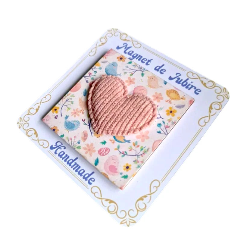 Magnet din lemn cu inimă 3D, decor handmade pentru frigider