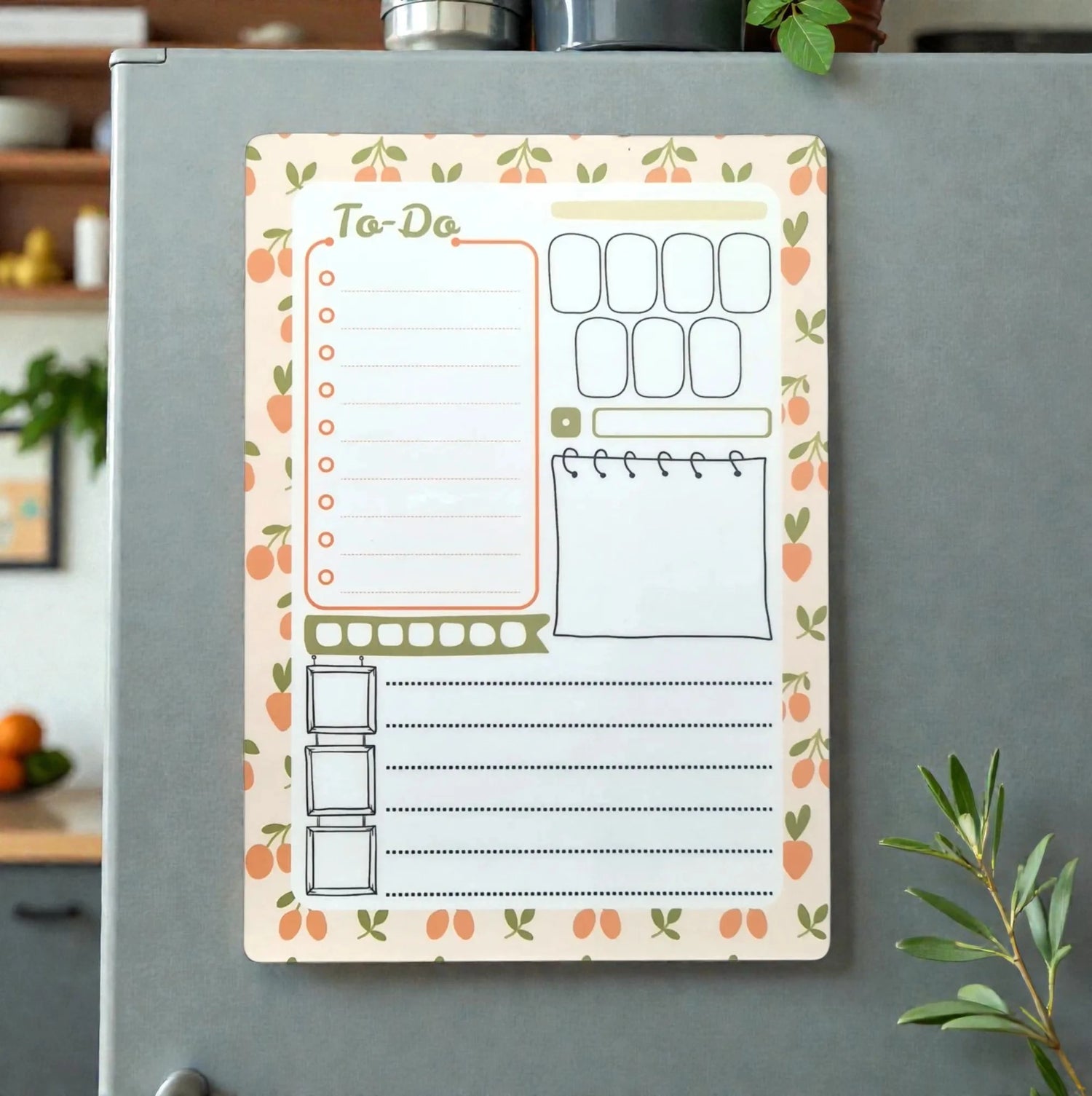 Planner magnetic A5 cu fructe whiteboard pentru organizare zilnică pe frigider