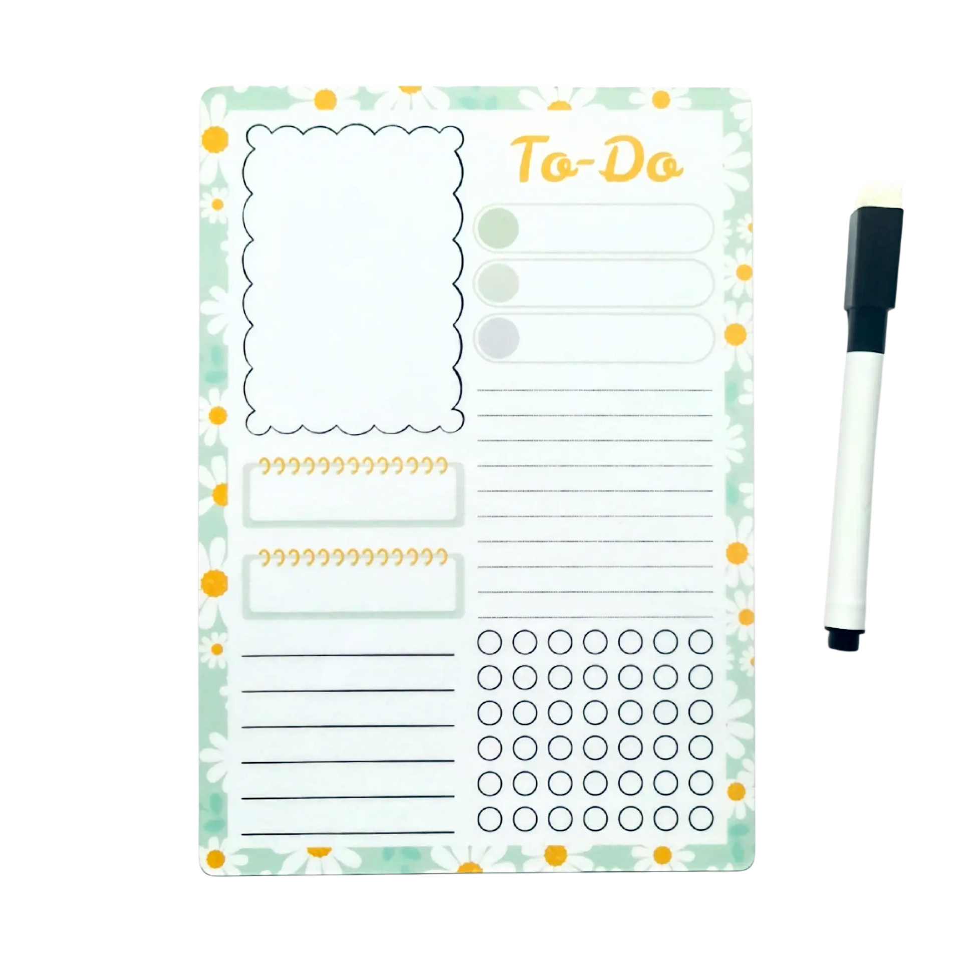 Planner magnetic A5 cu design original handmade și margrete, pentru task-uri și liste
