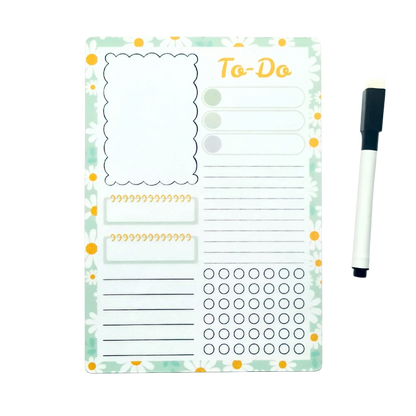 Planner magnetic A5 cu design original handmade și margrete, pentru task-uri și liste