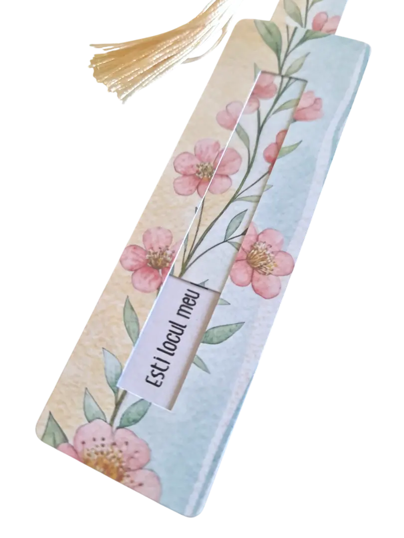 Semn de carte floral cu mesaj personalizat, cadou special pentru colegă sau prietenă