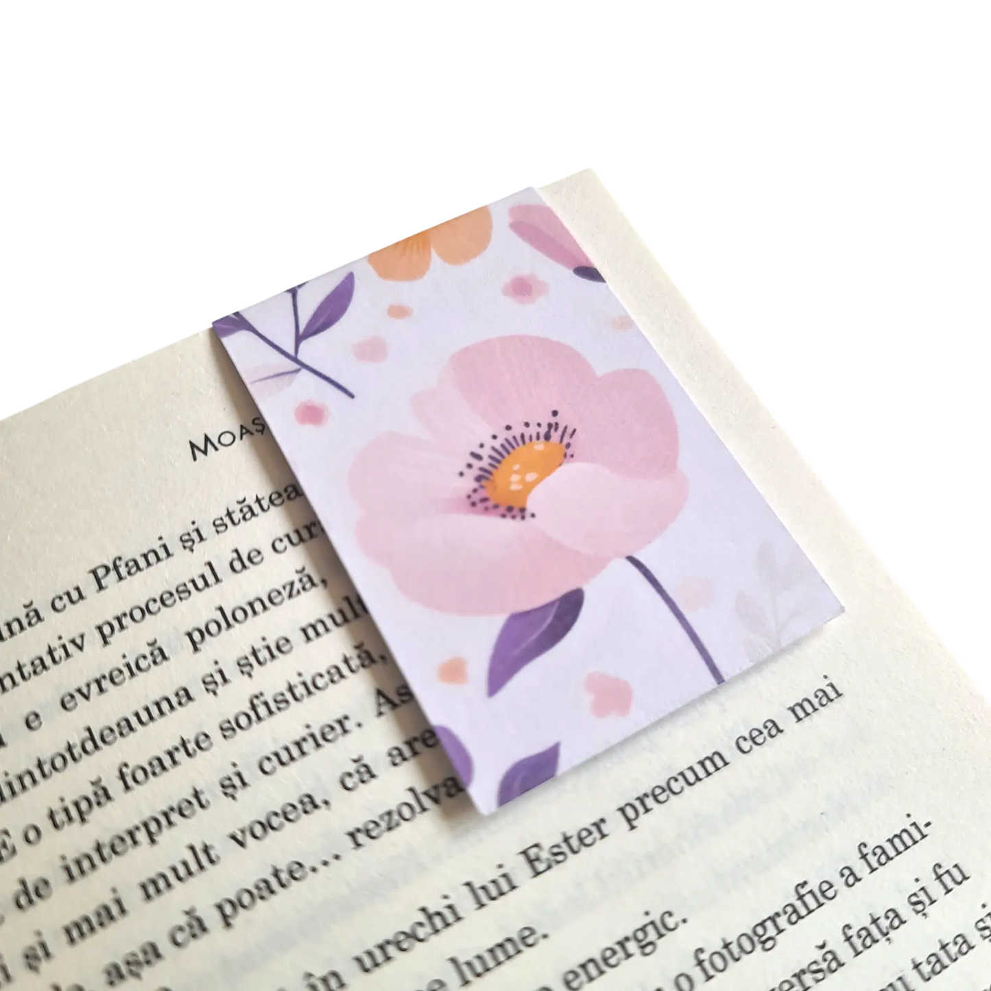 Semn de carte magnetic handmade cu detalii florale, elegant, cadou pentru ea