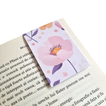 Semn de carte magnetic handmade cu detalii florale, elegant, cadou pentru ea