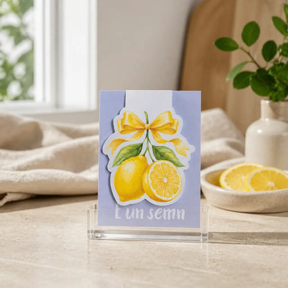 Semn de carte magnetic Fresh Vibes cu formă de fundă și tematică citrică