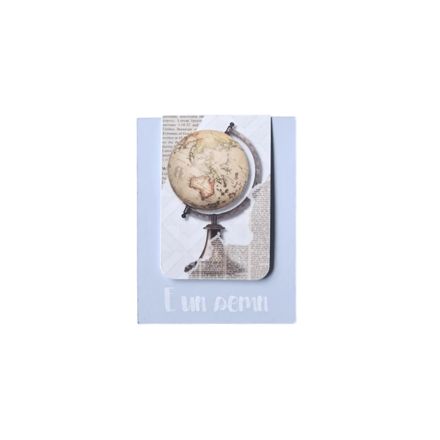 Semn de carte magnetic handmade pentru bărbați, design original cu temă subtilă de explorare, accesoriu elegant și practic pentru lectură, colecția Silentium