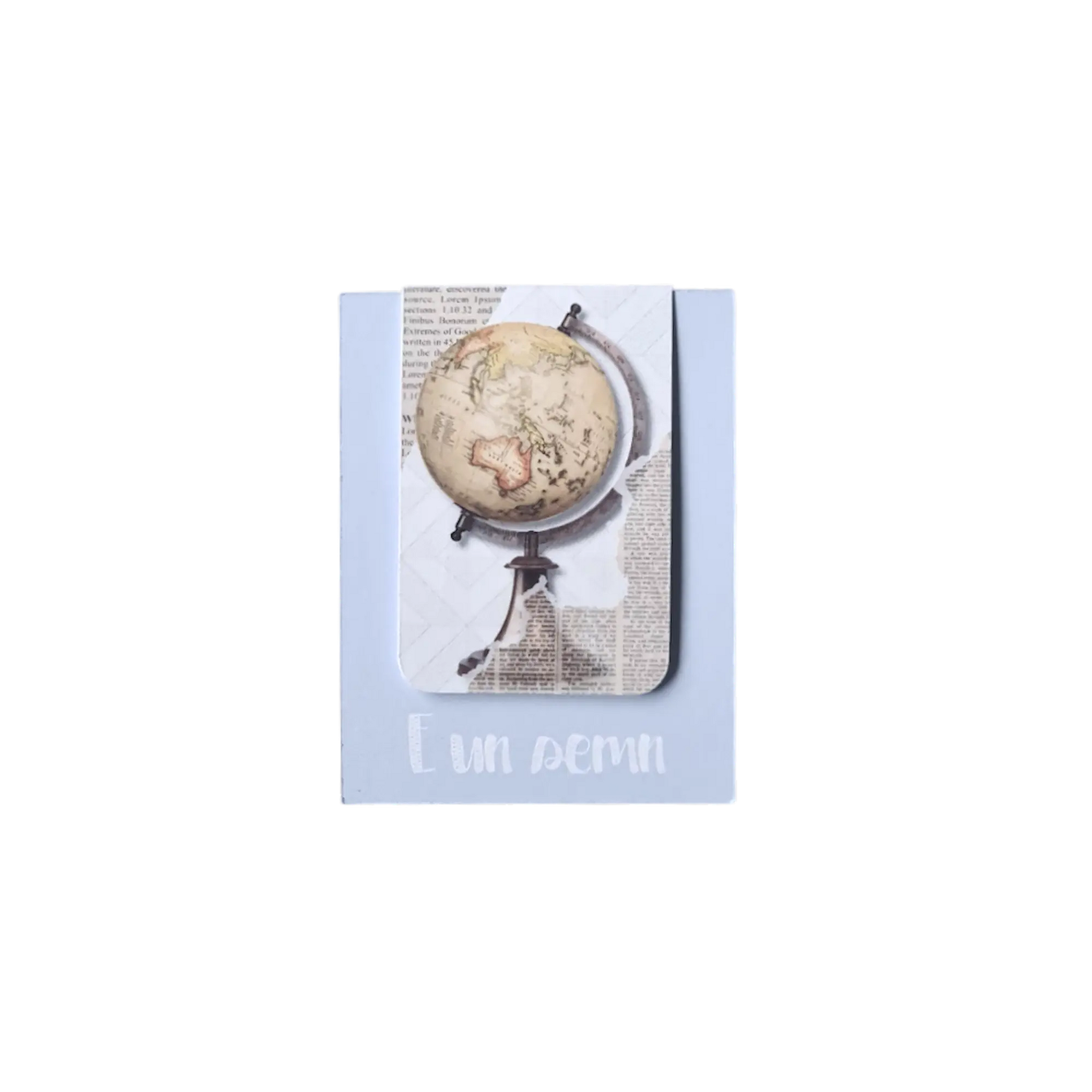 Semn de carte magnetic handmade pentru bărbați, design original cu temă subtilă de explorare, accesoriu elegant și practic pentru lectură, colecția Silentium