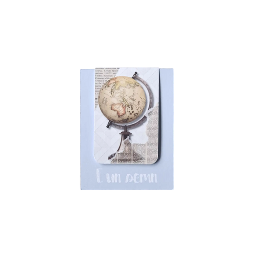 Semn de carte magnetic handmade pentru bărbați, design original cu temă subtilă de explorare, accesoriu elegant și practic pentru lectură, colecția Silentium