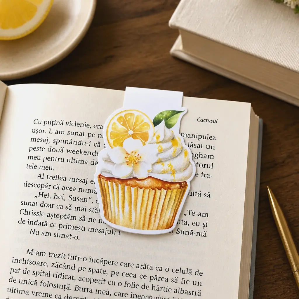 Semn de carte cu design briosa și lămâi, utilizat în carte, accesoriu magnetic handmade pentru cititori și organizare.