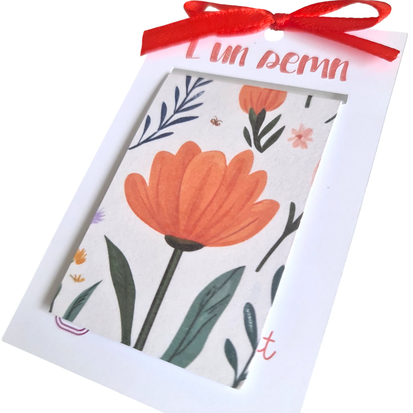 Semn magnetic floral cu floare roșie, perfect pentru cititori și colecții handmade
