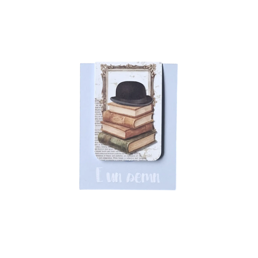 Semn de carte magnetic handmade pentru bărbați, design original cu stil clasic, accesoriu elegant pentru lectură, colecția Silentium