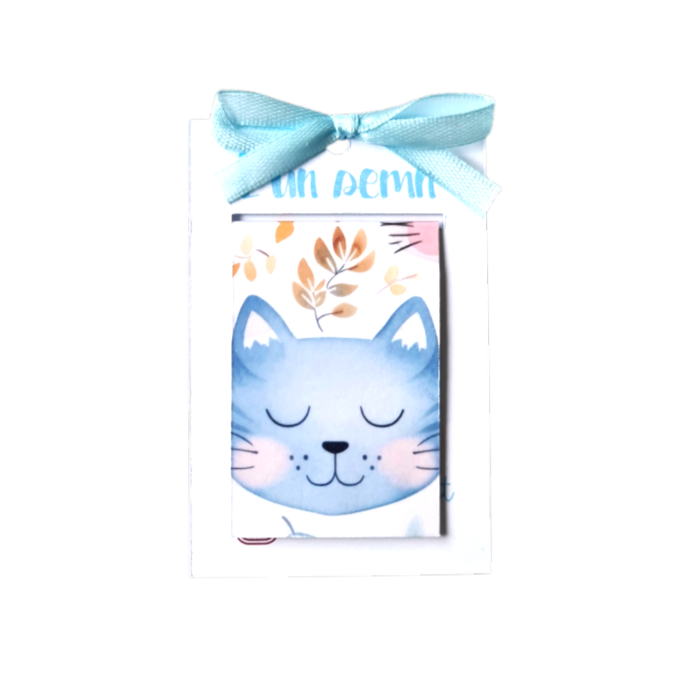 Semn de carte magnetica pisica bleu cadou cititori