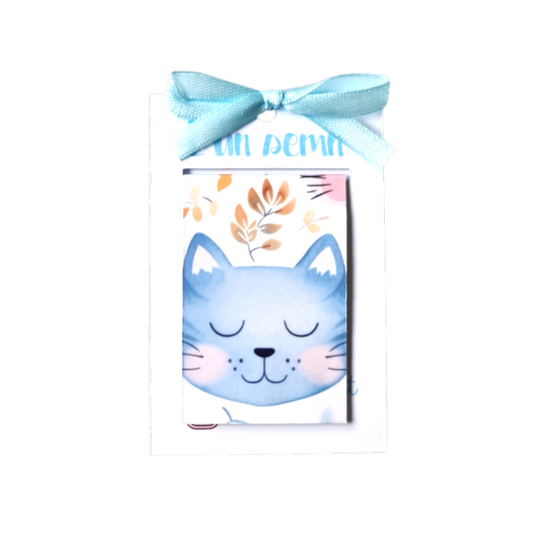 Semn de carte magnetica pisica bleu cadou cititori