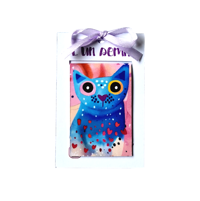 Semn de carte magnetica pisica albastra cadou cititori