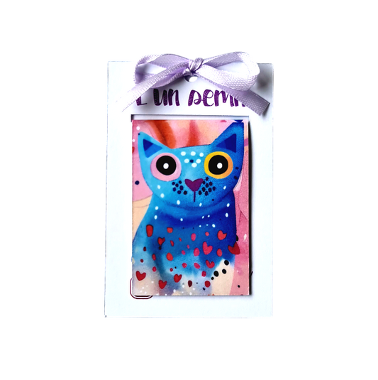 Semn de carte magnetica pisica albastra cadou cititori