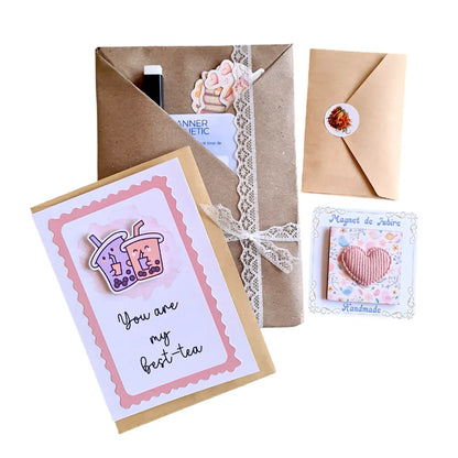 Set cadou handmade ambalat în cutie, roz pastel, ideal pentru cea mai bună prietenă, cu planner magnetic și semn de carte