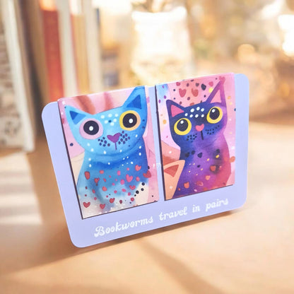 Set semne de carte magnetice handmade cu pisici, cadou creativ pentru iubitoarele de lectură